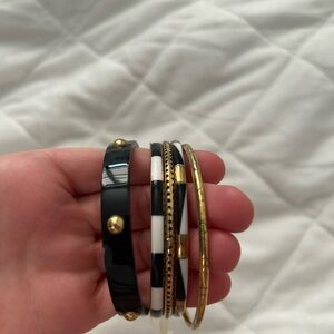 Black/White & Gold Thin Bangles